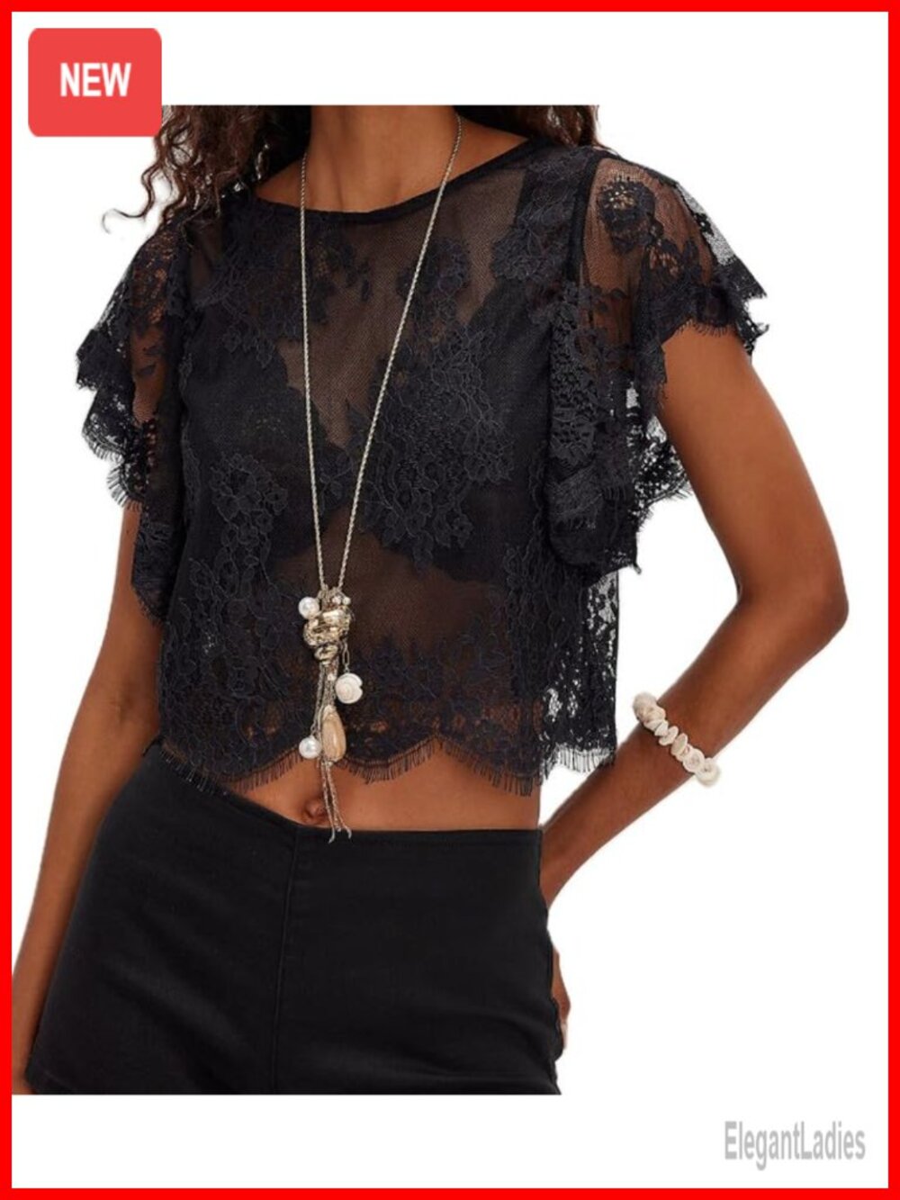 Women Y2K Mesh Lace Sheer Ruffle Short Sleeve Babydoll Peplum Top